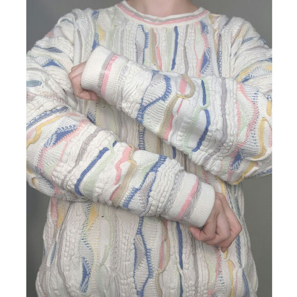 Emaroo Australia Cotton Light Pastel Pink White Coogie Style Sweater Crewneck L - Picture 6 of 7